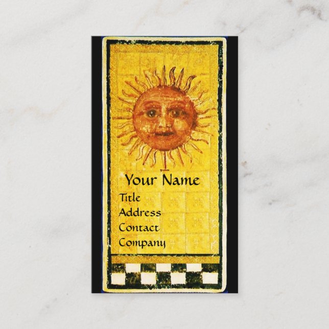 ANTIQUE RENAISSANCE TAROTS/ SUN AND THE CHAIROT BUSINESS CARD (Front)