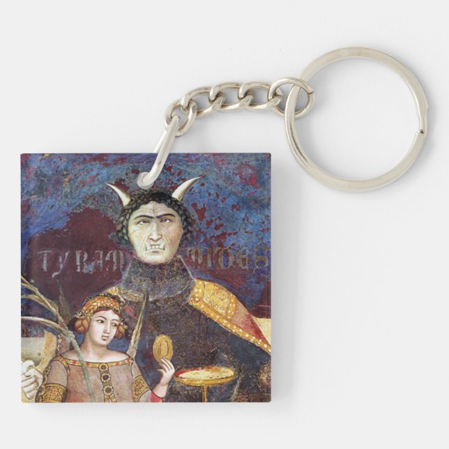 ANTIQUE RENAISSANCE TAROTS,THE DEVIL,PRIDE,CONCEIT KEY RING (Back)