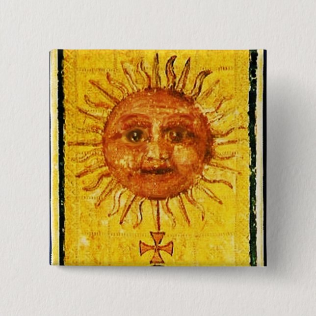ANTIQUE RENAISSANCE TAROTS / THE SUN 15 CM SQUARE BADGE (Front)