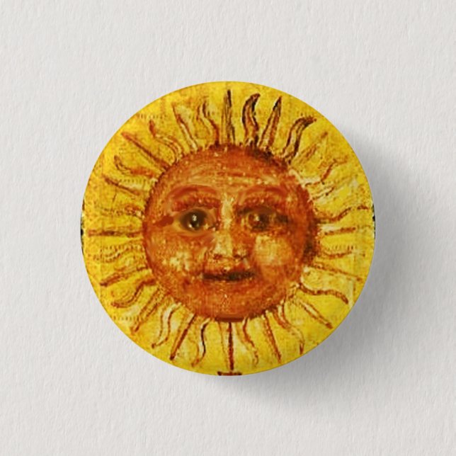 ANTIQUE RENAISSANCE TAROTS / THE SUN 3 CM ROUND BADGE (Front)