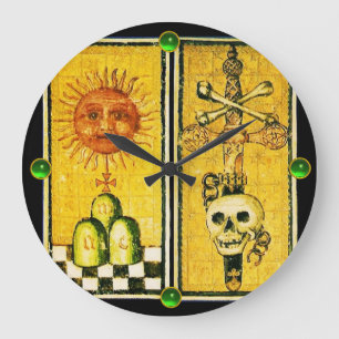ANTIQUE RENAISSANCE TAROTS /THE SUN ,ACE OF SWORDS LARGE CLOCK