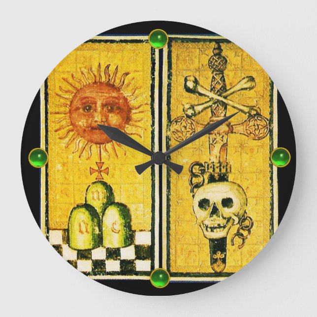ANTIQUE RENAISSANCE TAROTS /THE SUN ,ACE OF SWORDS LARGE CLOCK (Front)