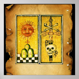 ANTIQUE RENAISSANCE TAROTS /THE SUN ,ACE OF SWORDS POSTER