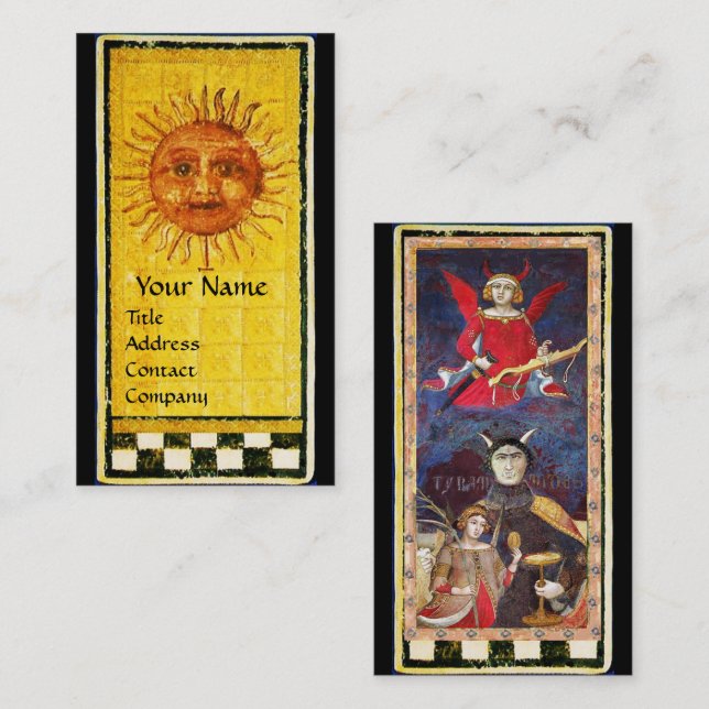 ANTIQUE RENAISSANCE TAROTS / THE SUN AND DEVIL BUSINESS CARD (Front/Back)