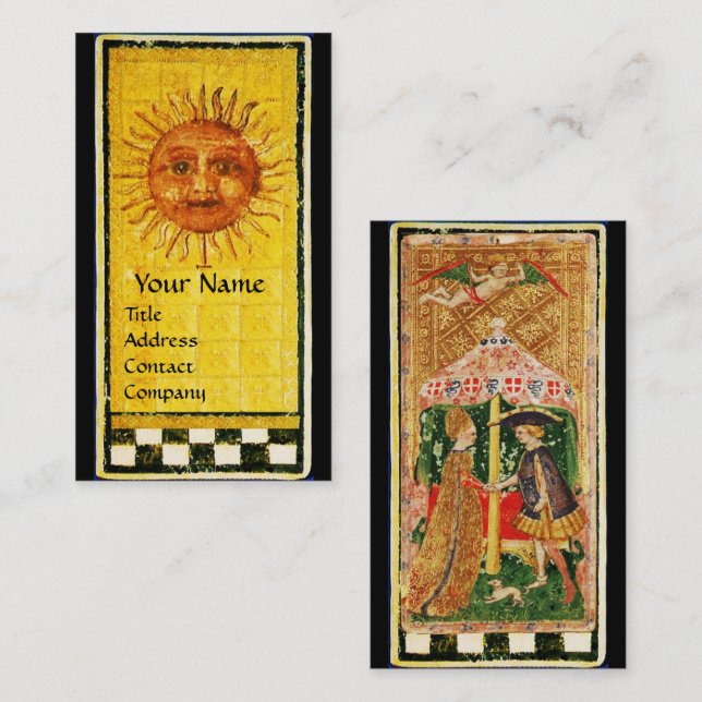 ANTIQUE RENAISSANCE TAROTS /THE SUN AND LOVERS BUSINESS CARD (Front/Back)