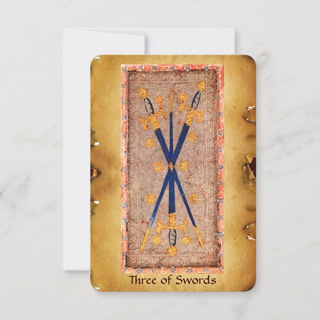 ANTIQUE RENAISSANCE TAROTS  / Three of Swords (Front)