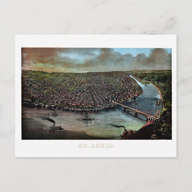 Antique restored 1873 map of Saint Louis Postcard (Front)