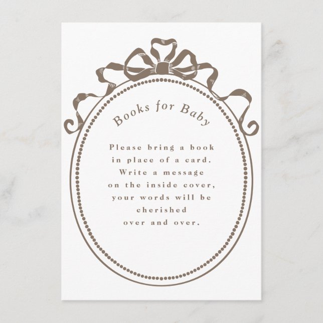 Antique Ribbon Bow Victorian Frame Books for Baby  Enclosure Card (Front)