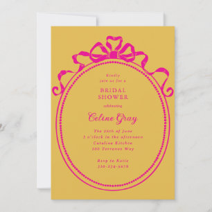 Antique Ribbon Bow Victorian Frame Bridal Shower Invitation