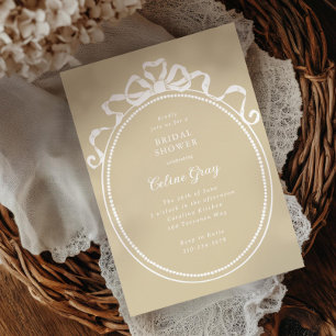 Antique Ribbon Bow Victorian Frame Bridal Shower Invitation