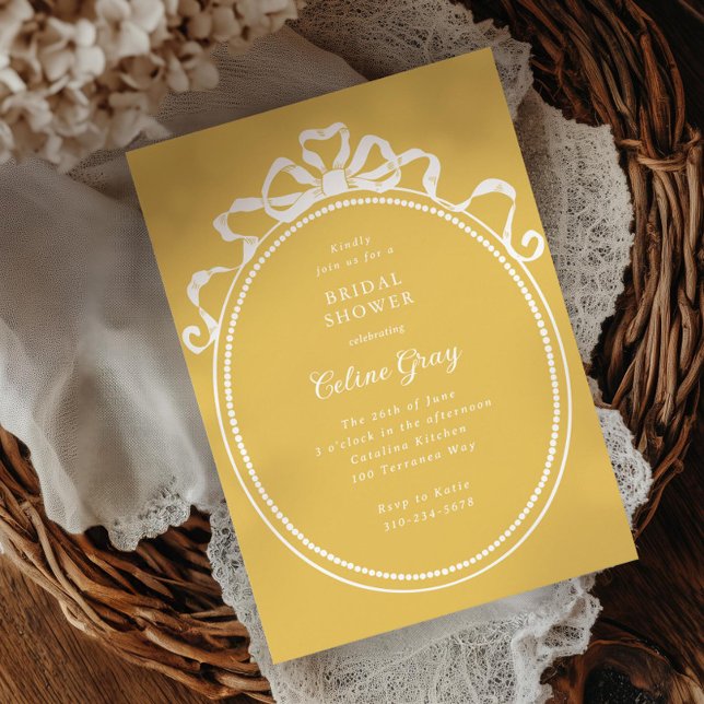 Antique Ribbon Bow Victorian Frame Bridal Shower Invitation (Creator Uploaded)