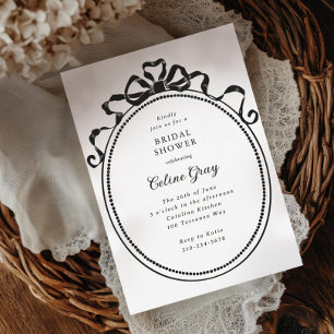 Antique Ribbon Bow Victorian Frame Bridal Shower Invitation