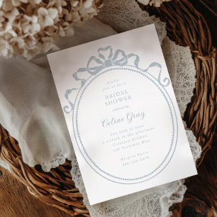 Antique Ribbon Bow Victorian Frame Bridal Shower Invitation