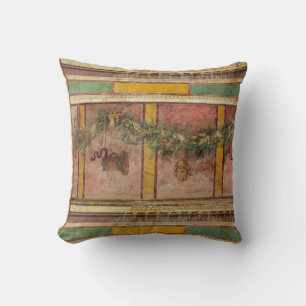 ANTIQUE ROMAN FRESCO,SATYR MASK,GARLAND,FRUITS CUSHION