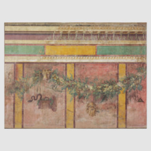 ANTIQUE ROMAN FRESCO,SATYR MASK,GARLAND,FRUITS  TISSUE PAPER