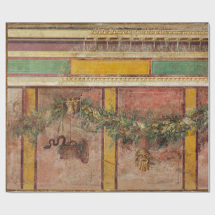 ANTIQUE ROMAN FRESCO,SATYR MASK,GARLAND,FRUITS WRAPPING PAPER