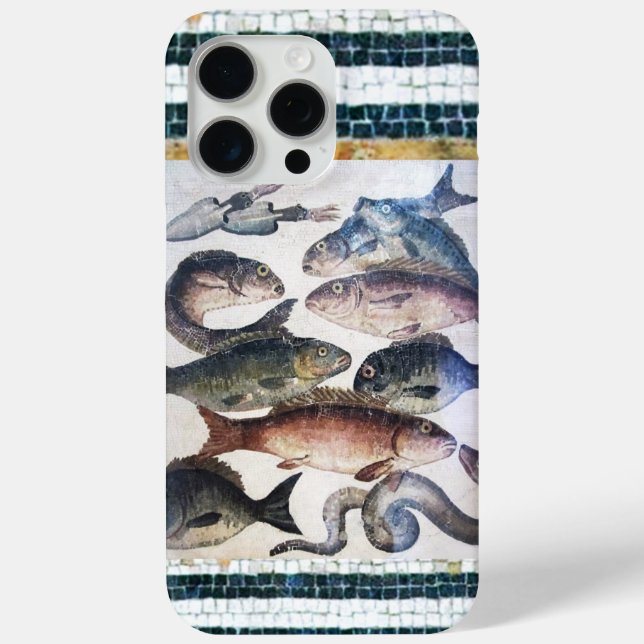 ANTIQUE ROMAN MOSAICS, FISHES,OCEAN SEA LIFE SCENE Case-Mate iPhone CASE (Back)