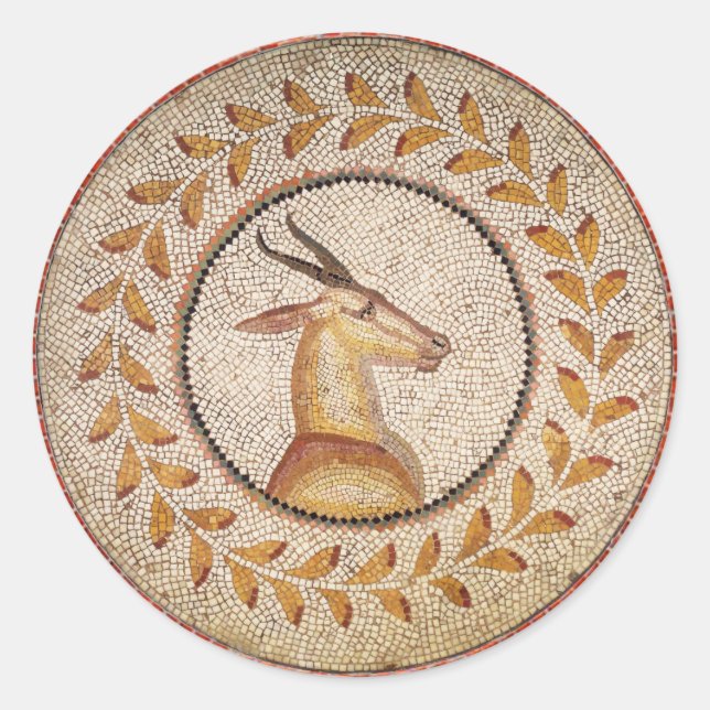 ANTIQUE ROMAN MOSAICS / GAZZELLE CLASSIC ROUND STICKER (Front)
