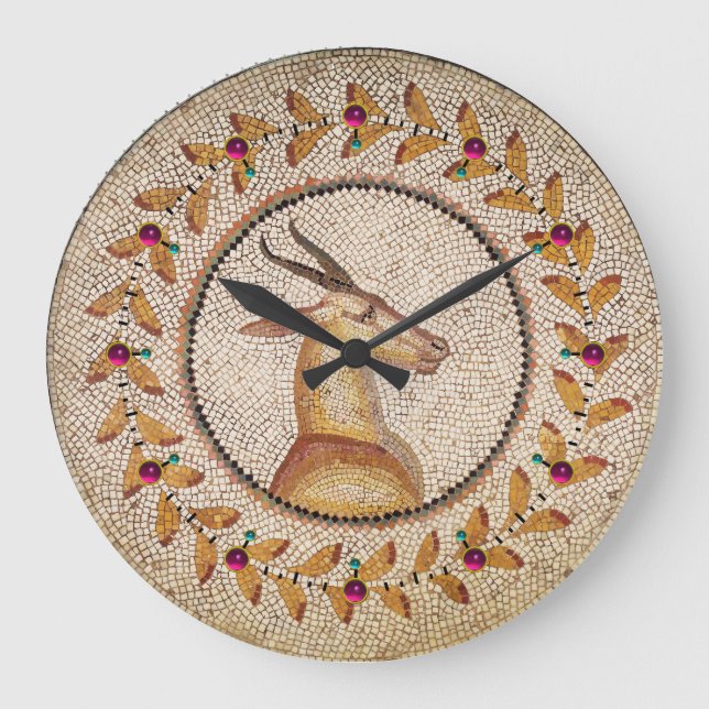 ANTIQUE ROMAN MOSAICS / GAZZELLE LARGE CLOCK (Front)