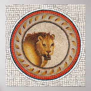 ANTIQUE ROMAN MOSAICS / LION POSTER