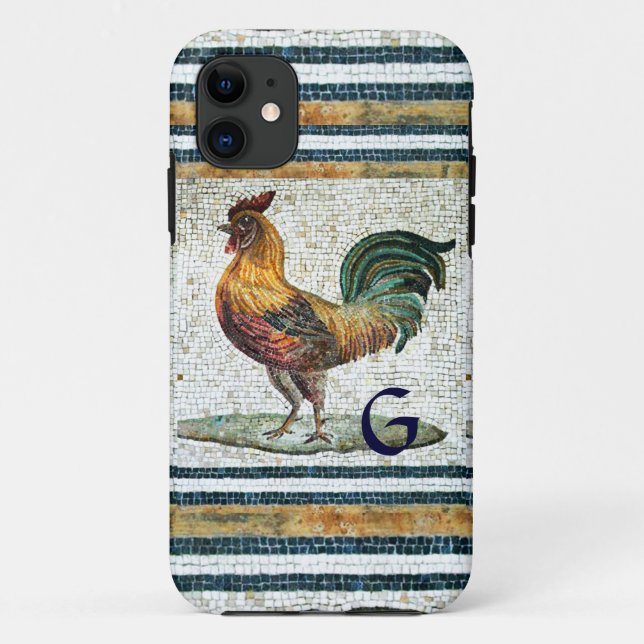 ANTIQUE ROMAN MOSAICS / ROOSTER MONOGRAM Case-Mate iPhone CASE (Back)