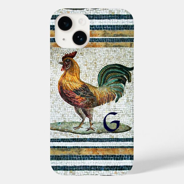 ANTIQUE ROMAN MOSAICS / ROOSTER MONOGRAM Case-Mate iPhone CASE (Back)