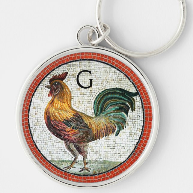 ANTIQUE ROMAN MOSAICS / ROOSTER MONOGRAM KEY RING (Front)