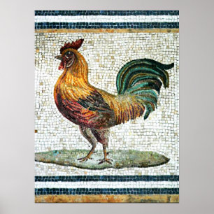 ANTIQUE ROMAN MOSAICS / ROOSTER POSTER