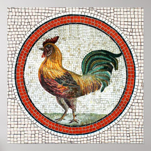 ANTIQUE ROMAN MOSAICS / ROOSTER POSTER