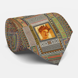 ANTIQUE ROMAN WOMAN PORTRAIT WITH POMPEII MOSAICS  TIE