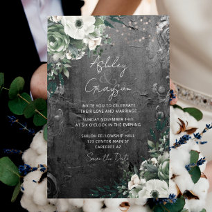 Antique Romantic Floral Silver Wedding Save The Date
