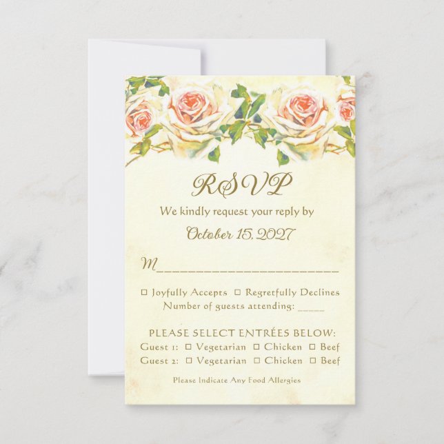 Antique Rose 3.5 x 5 RSVP Card Flat (Front)