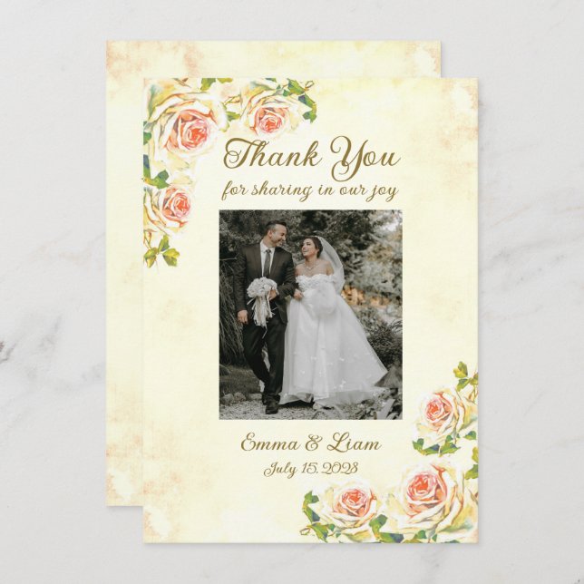 Antique Rose 4.5 x 6.25 Flat Thank You Card (Front/Back)