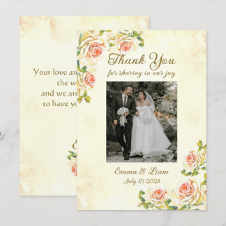 Antique Rose 4.5 x 6.25 Flat Thank You Card