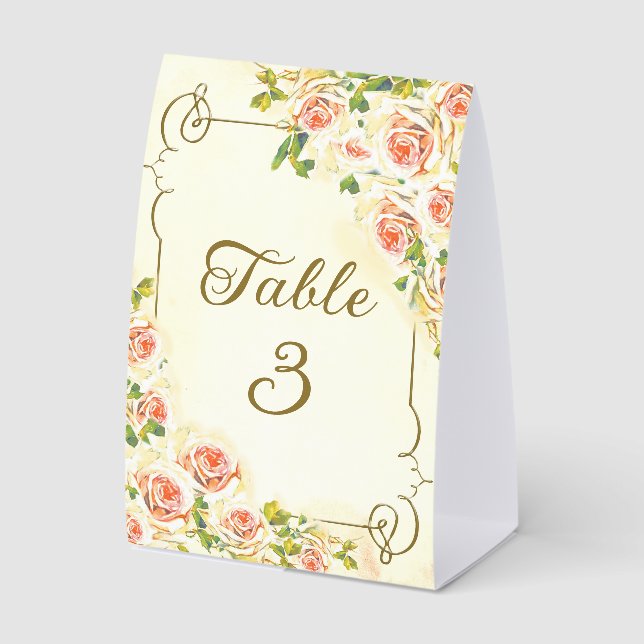 Antique Rose 4 x 6  Table Number (Front)