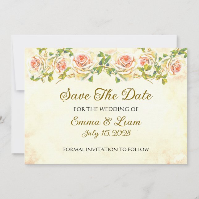 Antique Rose 5 x 7 Flat Save The Date  (Front)