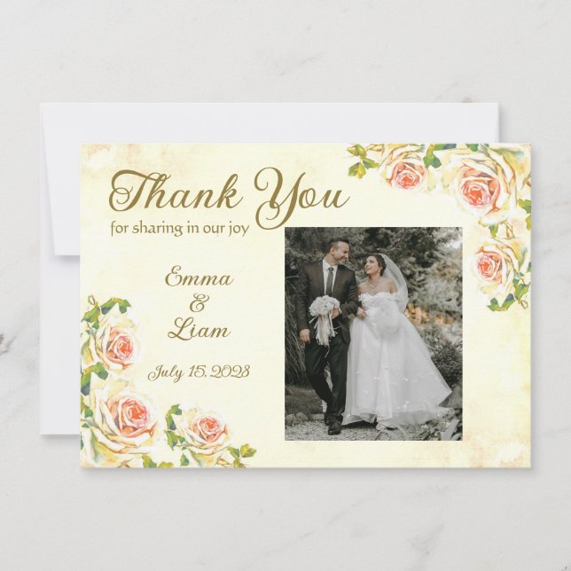 Antique Rose 6.25 x 4.5 Flat Thank You Card (Front)