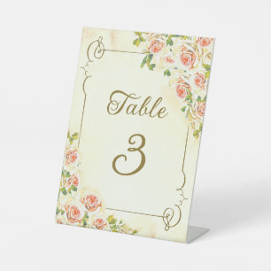 Antique Rose 6 x 8 Table Number Pedestal Sign