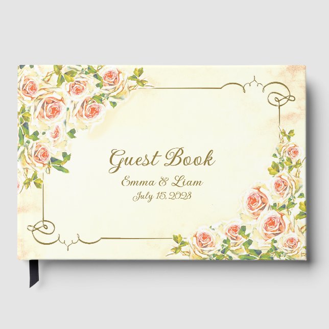 Antique Rose 9 x 6 Guest Book (Front)