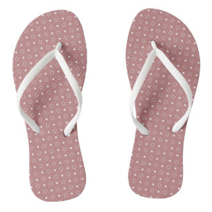 Antique Rose and white dots and rings Thongs
