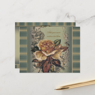 Antique Rose (blue) Personalised Postcard