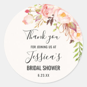 Antique Rose Bridal Shower Favour Classic Round Sticker