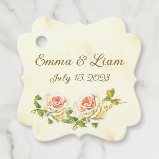 Antique Rose Fancy Square Favour Tag