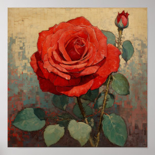 Antique Rose Floral Botanical Art Home Makeover Poster