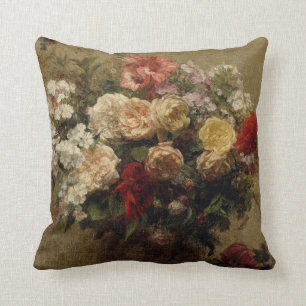 Antique Rose Floral Painting Cushion