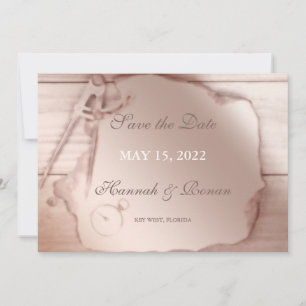 Antique Rose Gold Nautical Save The Date Card