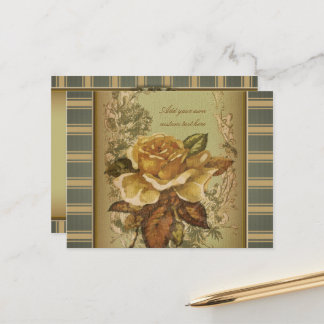 Antique Rose (green) Personalised Postcard