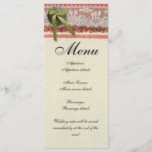 Antique Rose Lace Rustic Red Victorian Burlap Menu