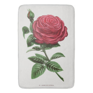 Antique Rose Lithograph, François-Frédéric Grobon Bath Mat