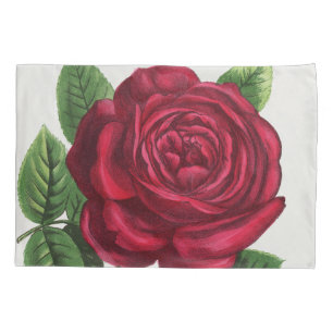 Antique Rose Lithograph, François-Frédéric Grobon Pillowcase